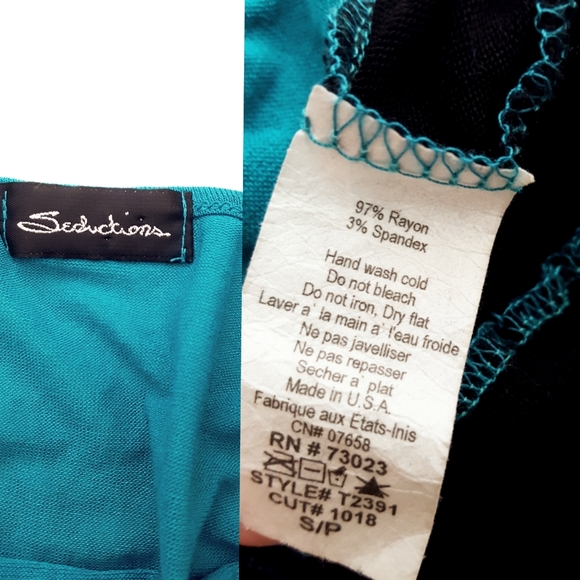 Seductions☆80's Block Color💚Multicolor Top - Picture 4 of 4